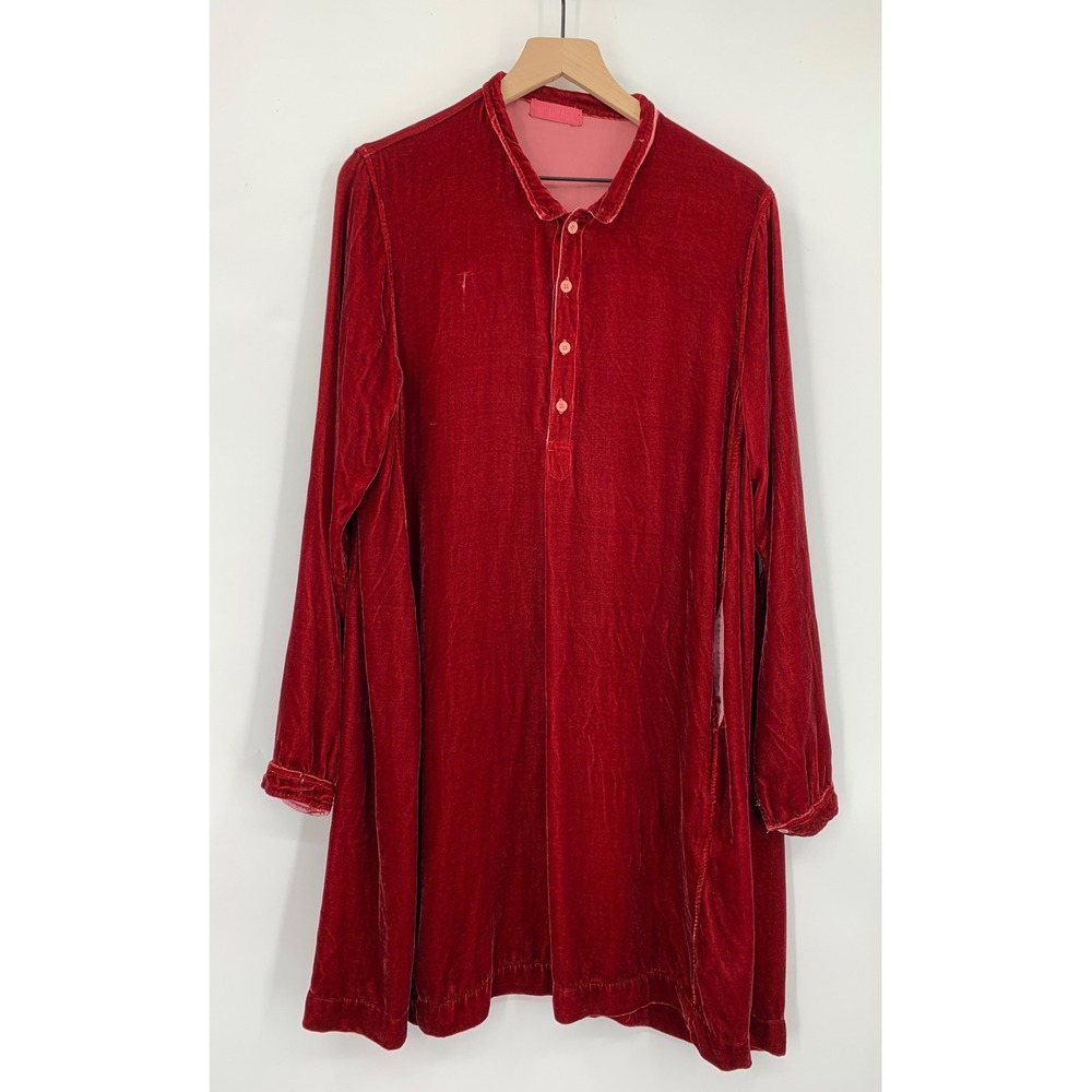 CP Shades Dress Womens‎ Medium Red Velvet Rayon Silk Pockets Made USA